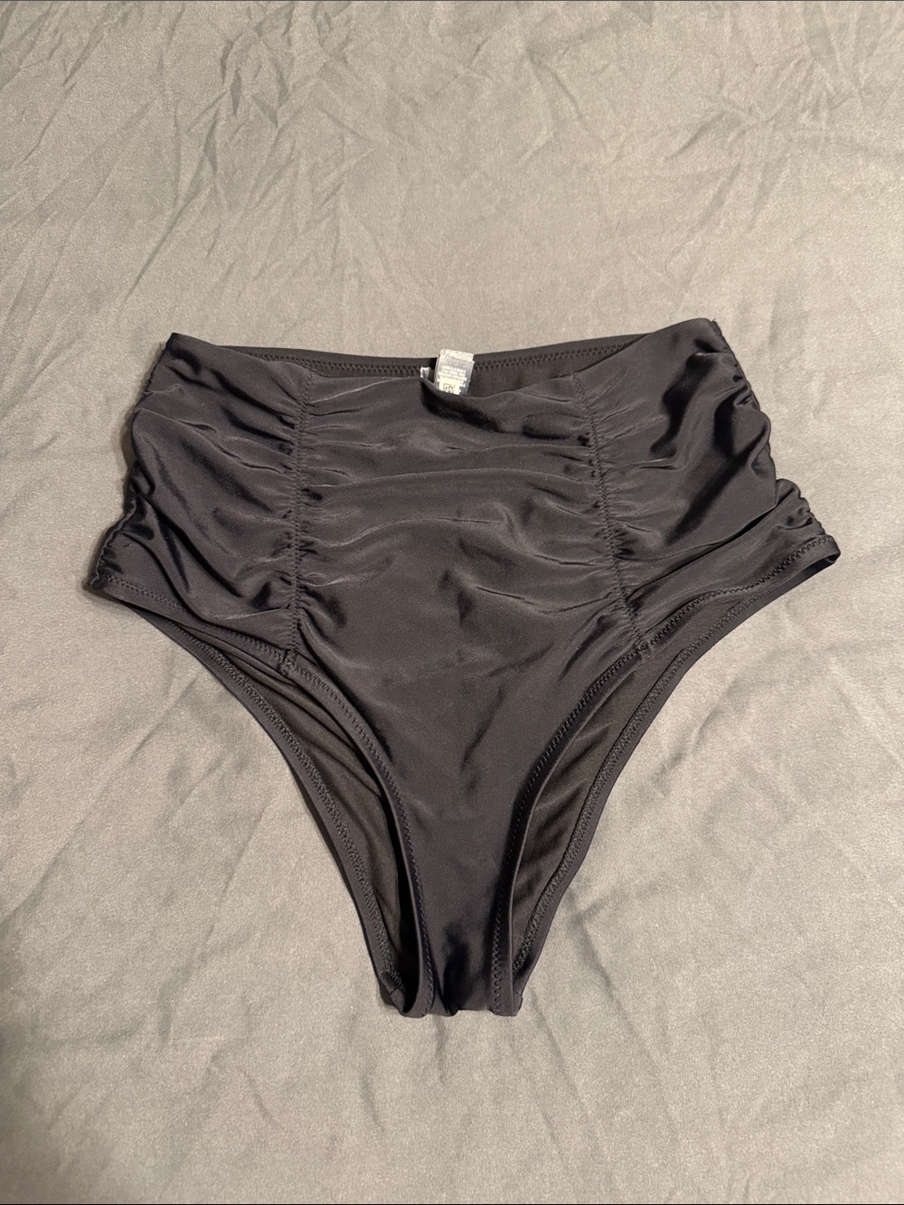 aerie Black High-Waist Ruched Swim Bottoms